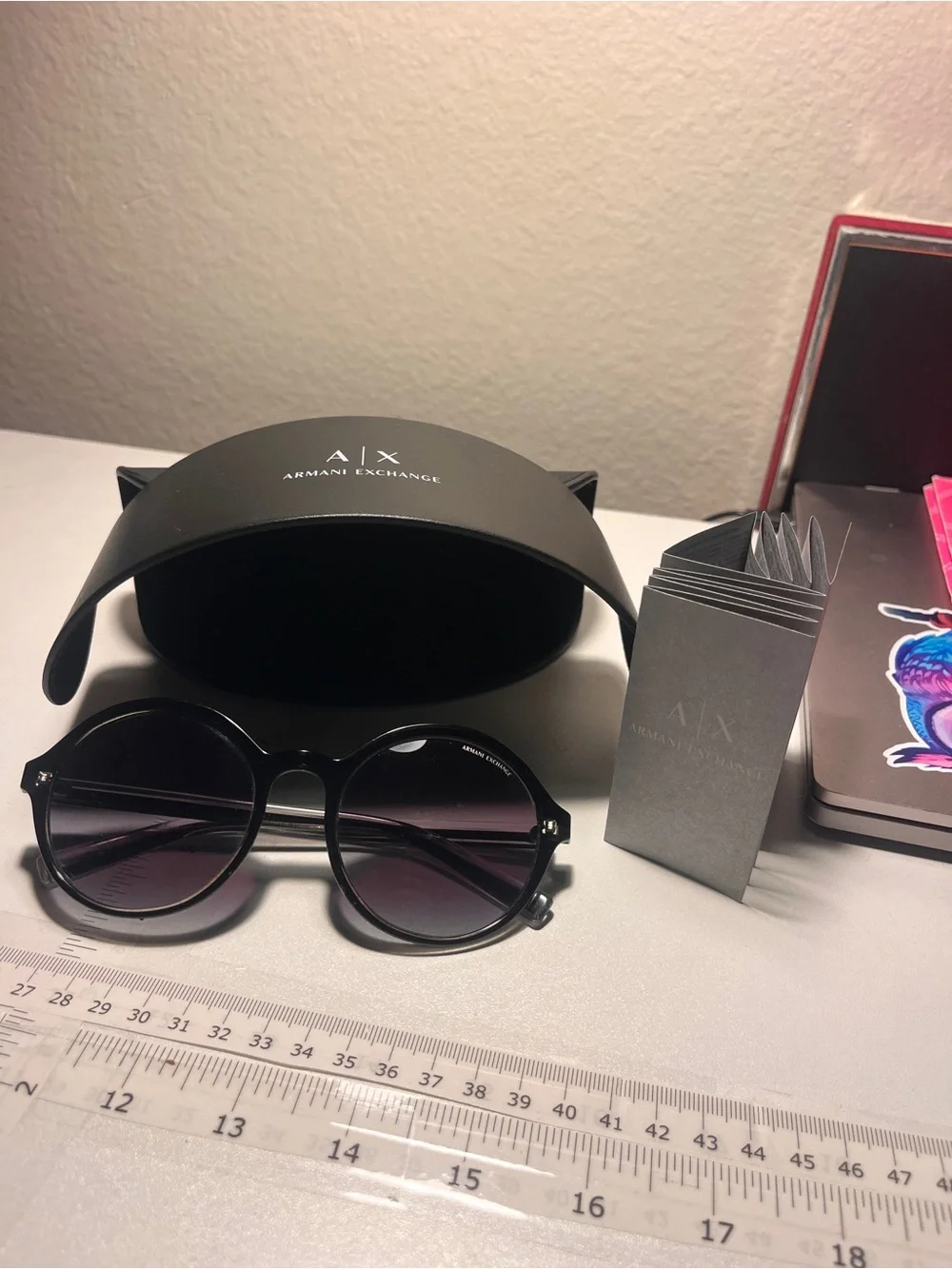 Armani Exchange Black Sunglasses Case with White Logo